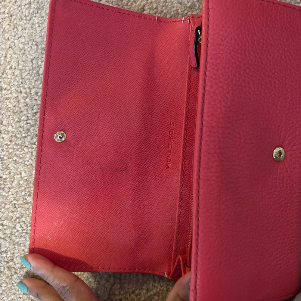 Michael Kors Cherry Red Wallet with Gold Logo - Picture 2 of 5